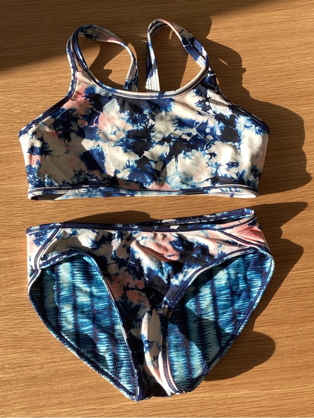 Athleta Girl Reversible Festival Tie Dye Bikini Set Size 8-10